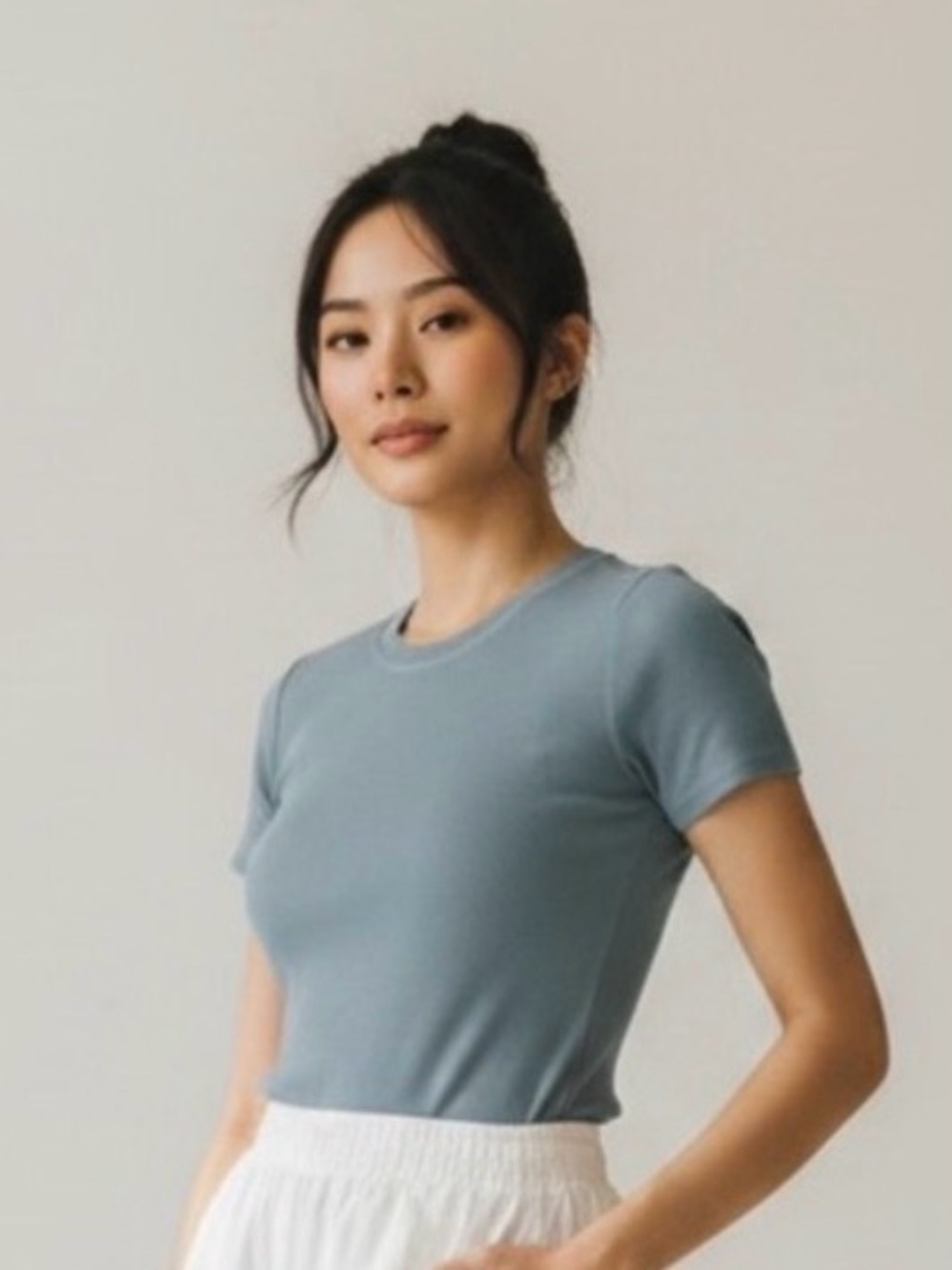SKIMS Cotton Jersey Short Sleeve Baby Tee Kyanite Blue Grey Shirt S TShirt NWT